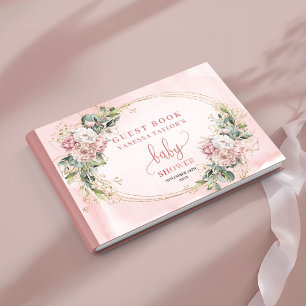 Rosa Florales Grünzeug Babyparty-Anmeldetafel  Gästebuch