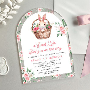 Rosa florales Häschen Süße Baby Girl Arch Baby Sho Acryleinladungen