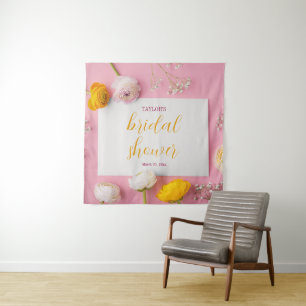 Rosa Florales Hochzeitsdusche-Thema Wandteppich