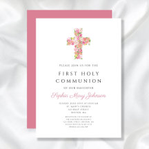 Rosa florales Kreuz Religiöse Erste Kommunion