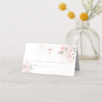 Rosa Florales Kreuz Taufe Christening Kreuz