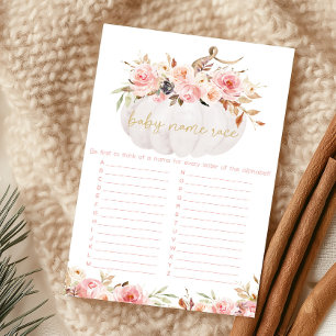 Rosa Florales Kürbis Baby-Name-Rate-Spiel