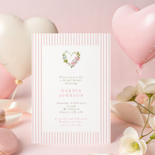 Rosa florales Liebesherz Valentinstag Brautparty Einladung