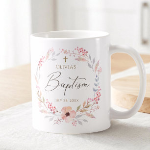 Rosa Florales Mädchen Taufe Kaffeetasse