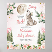 Rosa Florales Mond Wald Wolf Willkommensschild