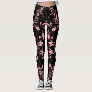 Rosa, florales Muster für schwarze Frauen Leggings