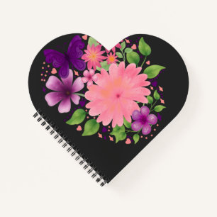 Rosa florales Schmetterlings-Aquarell-Design Notizbuch