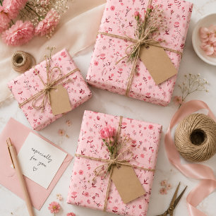 Rosa florales süßes botanisches Geschenkverpackung Geschenkpapier