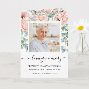 Rosa florales Trauerprogramm Karte