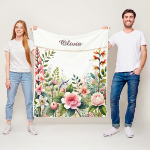 Rosa Florales und Grünpersonalisation Fleecedecke