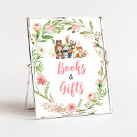 Rosa Florales Wald Bücher und Geschenke Schild