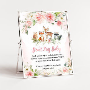 Rosa Florales Wald-Dusch-Schild 'Sag nicht Baby' Poster