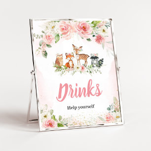 Rosa Florales Wald-Duschgetränkeschild Poster