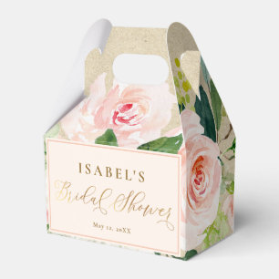 Rosa Florales Wasserfarben & Kraft Brautdusche Geschenkschachtel