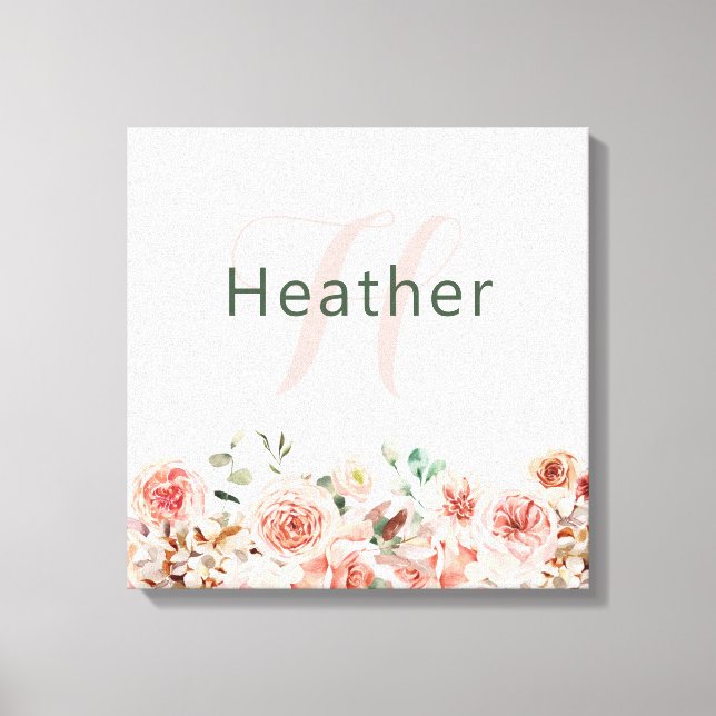 Rosa, floralgesteppte Canvas drucken Leinwanddruck (Vorderseite)