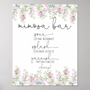 Rosa Floralien und Grün Mimosa Bar Schild
