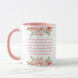 Rosa floralkatholische Hagel Mary Gebet Tasse