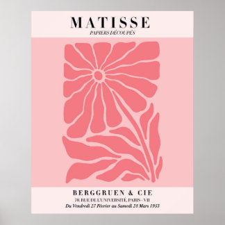 Rosa Floralposter im Matisse-Stil | Wandkunst Poster