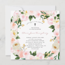 Rosa Florals Blush | Frühjahrsflorale Taufe Einladung