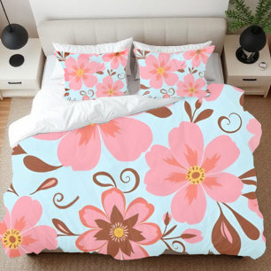 Rosa Florals - Pastel Vibes-Retro-Blume Kissenbezug