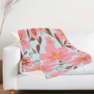 Rosa Florals - Pastel Vibes-Retro-Blume Sherpadecke