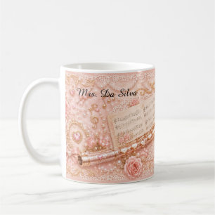 Rosa Flöten-Blumen-Musik-Tasse Kaffeetasse