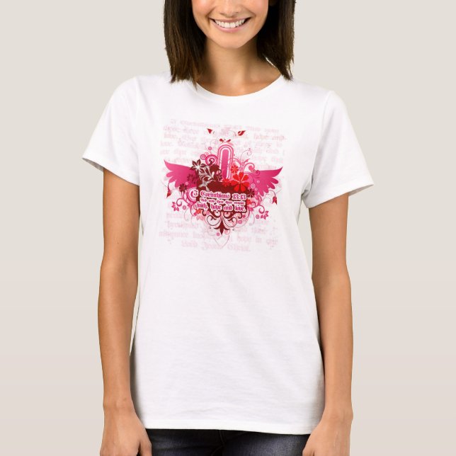 Rosa Flügel - Faith.Hope.Love T-Shirt (Vorderseite)