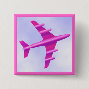 Rosa Flugzeug Button