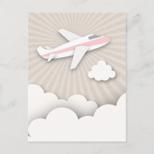 Rosa Flugzeug Geburtstagspartei Postkarte