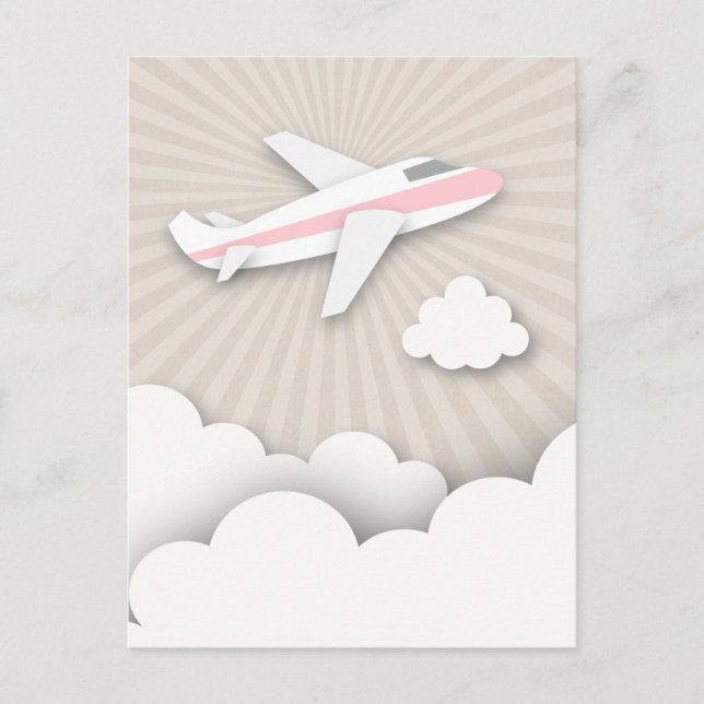 Rosa Flugzeug Geburtstagspartei Postkarte (Vorderseite)