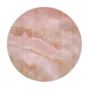 Rosa Flüssig-Marmor-Gold-Textur Schneidebrett