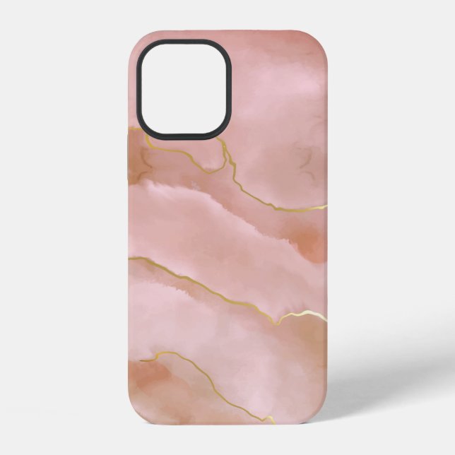 Rosa Flüssig-Marmor-Textur iPhone 12 Hülle (Rückseite)