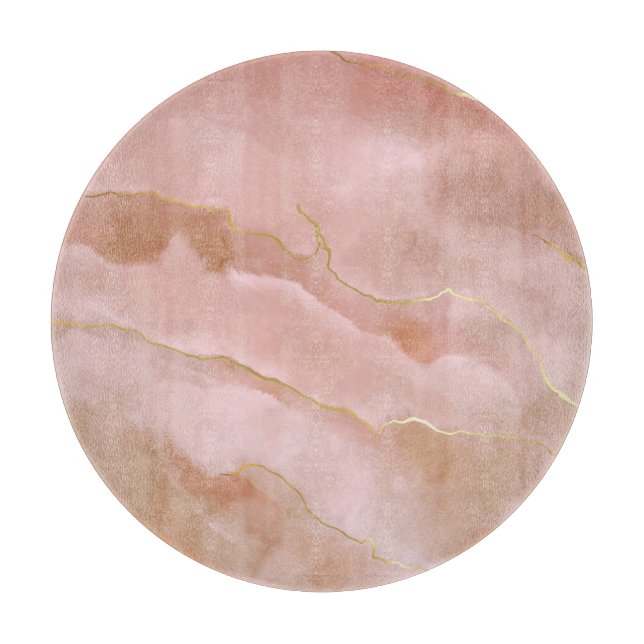 Rosa flüssige Marmorgoldfarbe Schneidebrett (Vorderseite)