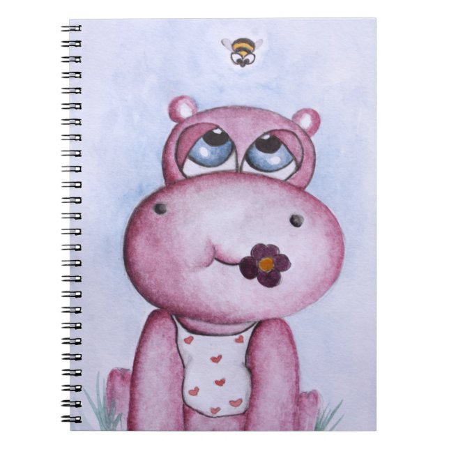 Rosa Flusspferd-Notizbuch Notizblock (Vorderseite)