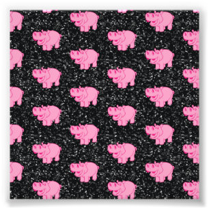 Rosa Flusspferde Niedliche Hippopotamus Lächelnde Fotodruck