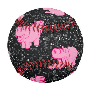 Rosa Flusspferde Süßes Nilpferd Lächelndes Gesicht Baseball
