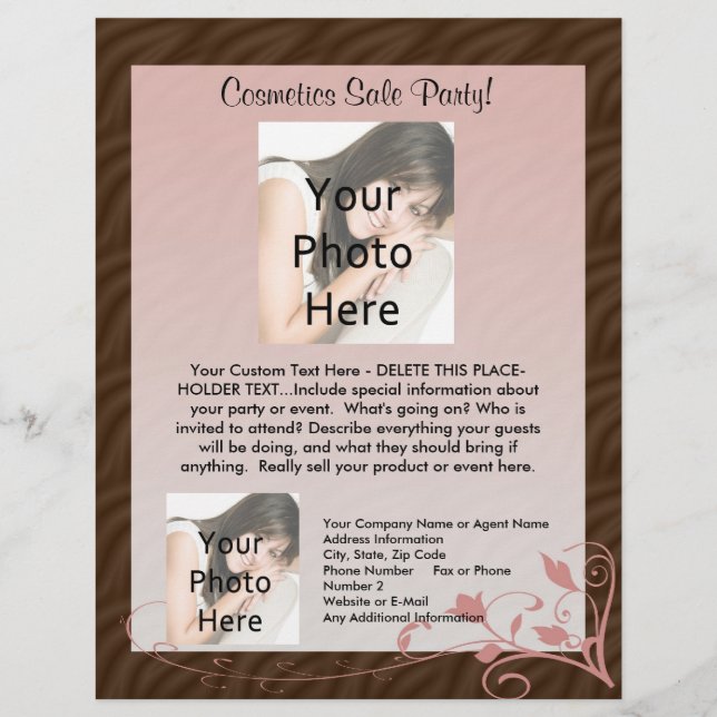 Rosa Flyer Vorlage, Kosmetik Party. (Vorne)