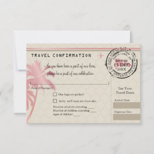 Rosa Folien-RSVP-Boardingpass in die Dominikanisch RSVP Karte