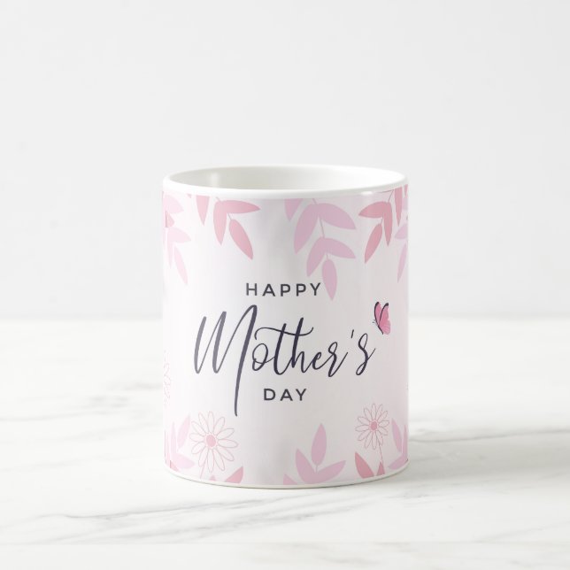Rosa Folien und Schmetterlinge Kaffeetasse (Mittel)