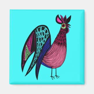 Rosa Folk Art Rooster Magnet