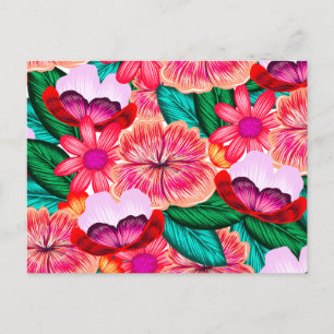 Rosa Folkart Summer Bloom Blume Ankündigungspostkarte