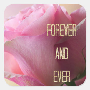 Rosa Forever Hochzeitsticker für Umschlag Aufklebe Quadratischer Aufkleber