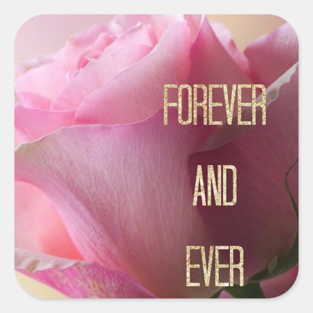 Rosa Forever Hochzeitsticker für Umschlag Aufklebe Quadratischer Aufkleber (Vorderseite)