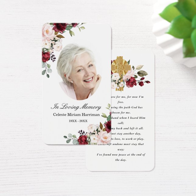 Rosa Foto-Beerdigungskarte (Schreibtisch)