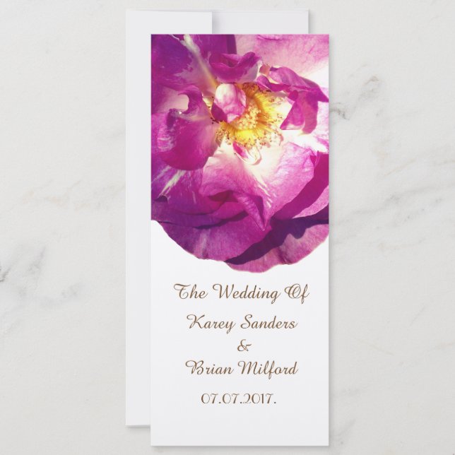 Rosa Foto Elegante Hochzeit Einladung (Vorderseite)