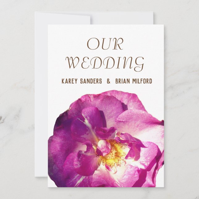 Rosa Foto Elegante Hochzeit Einladung (Vorderseite)