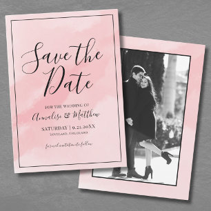 Rosa Foto Hochzeit Save The Date Einladung
