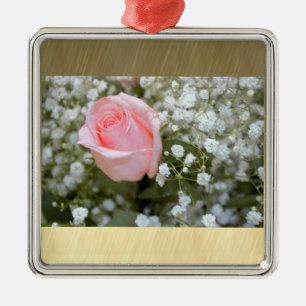 Rosa Foto Ornament Aus Metall