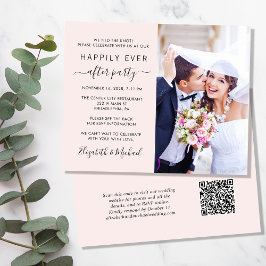 Rosa Foto QR Code Hochzeitsempfang Einladung