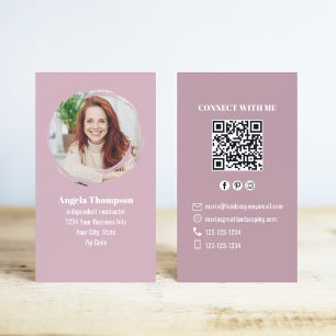 Rosa Foto-QR-Code: Verbinde dich mit mir Geschäfts Visitenkarte